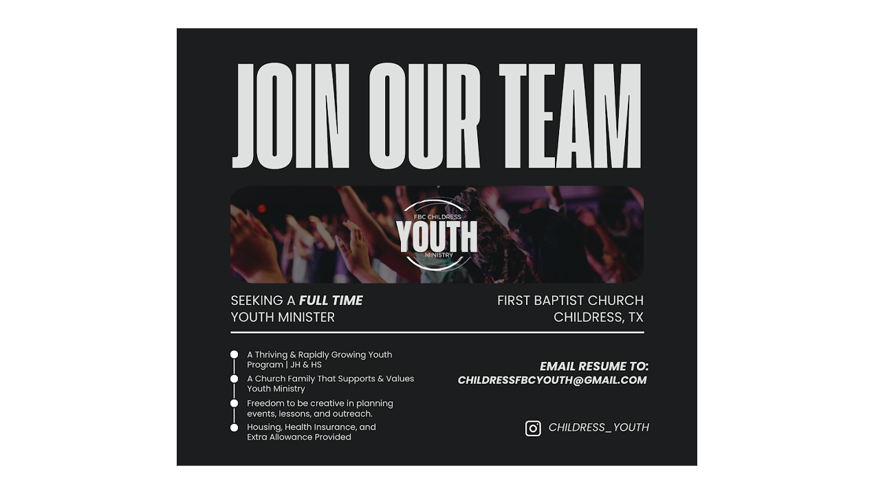 Full Time Youth Minister