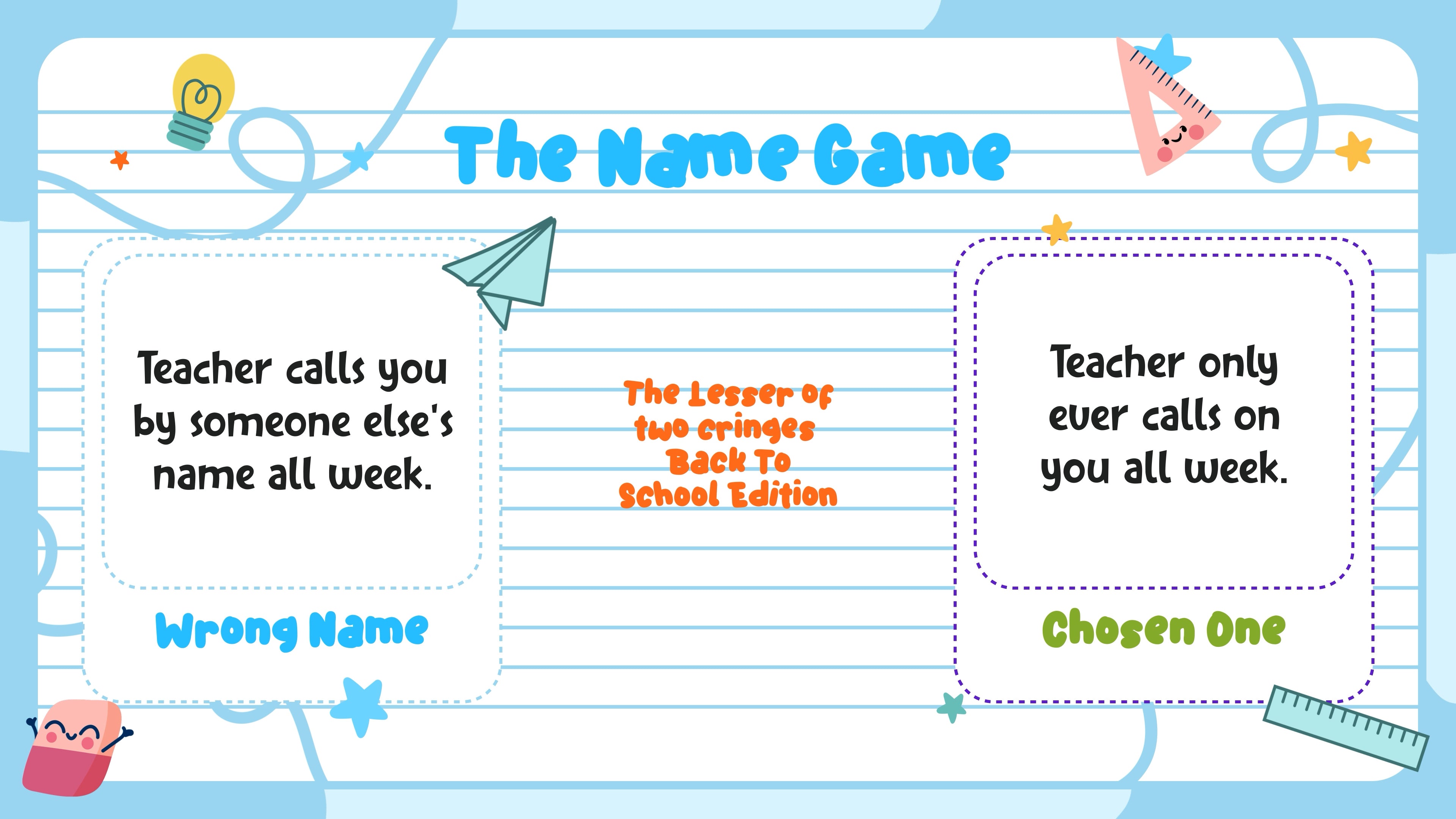 The Lesser Of Two Cringes - Back to School Edition